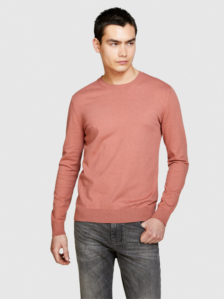 Slim fit sweater - men's crew neck sweaters - Salmon | Sisley image number 4